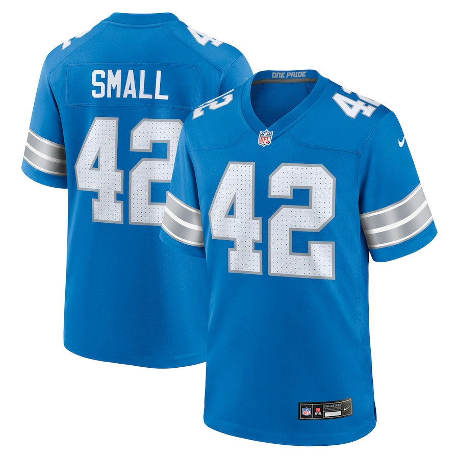 Jabari Small 42 Detroit Lions Team Game Men Jersey - Blue