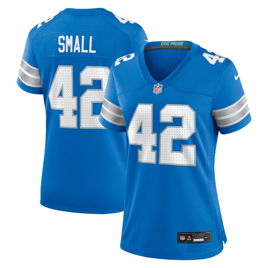 Jabari Small 42 Detroit Lions Women's Team Game Jersey - Blue