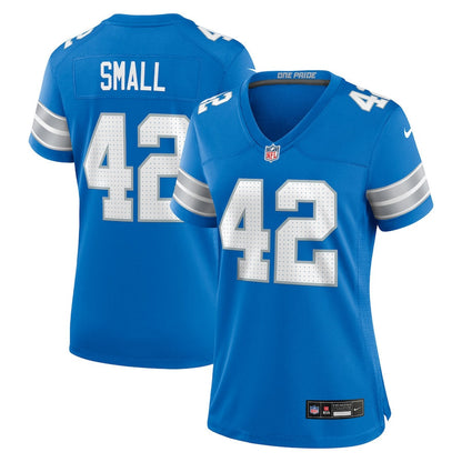 Jabari Small 42 Detroit Lions Women's Team Game Jersey - Blue