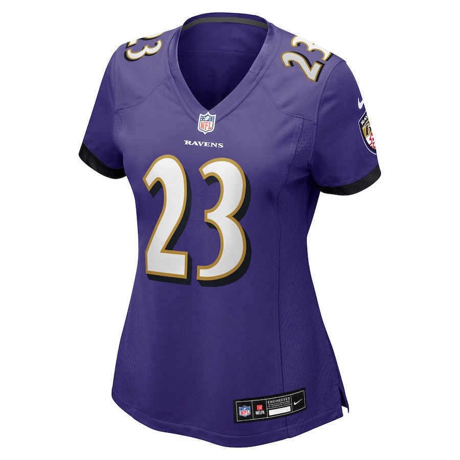 Jaire Alexander 23 Baltimore Ravens Women's Team Game Jersey - Purple