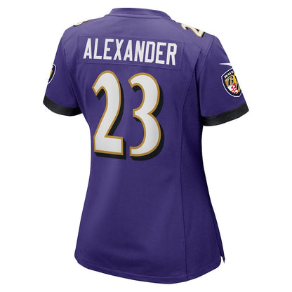 Jaire Alexander 23 Baltimore Ravens Women's Team Game Jersey - Purple