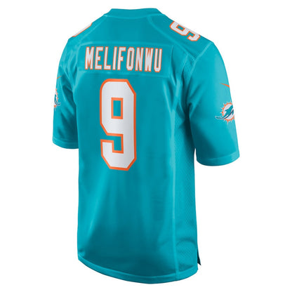 Ifeatu Melifonwu 9 Miami Dolphins Team Game Men Jersey - Aqua