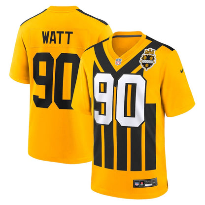 T.J. Watt 90 Pittsburgh Steelers Alternate 1933 Throwback Game Men Jersey - Gold