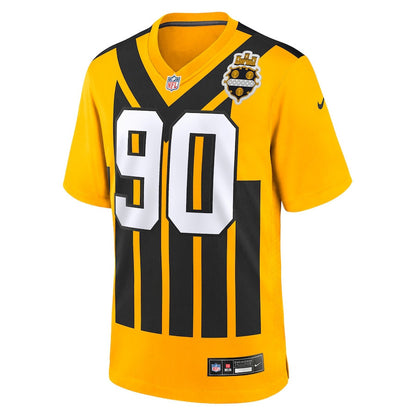 T.J. Watt 90 Pittsburgh Steelers Alternate 1933 Throwback Game Men Jersey - Gold