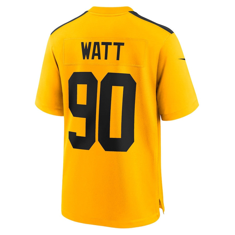 T.J. Watt 90 Pittsburgh Steelers Alternate 1933 Throwback Game Men Jersey - Gold