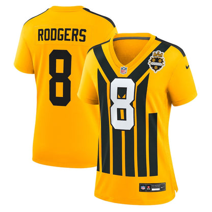 Aaron Rodgers 8 Pittsburgh Steelers Women's Alternate 1933 Throwback Game Jersey - Gold