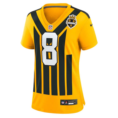 Aaron Rodgers 8 Pittsburgh Steelers Women's Alternate 1933 Throwback Game Jersey - Gold