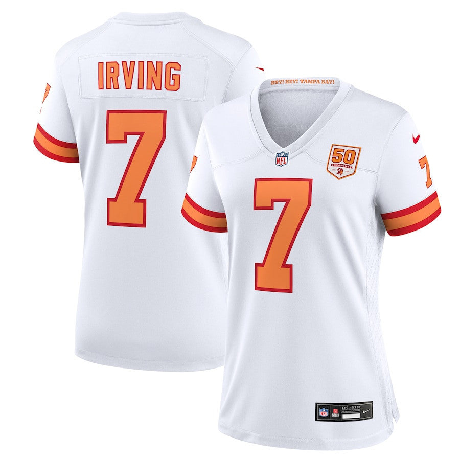 Bucky Irving 7 '76 Tampa Bay Buccaneers Women's 50th Season Game Jersey - White