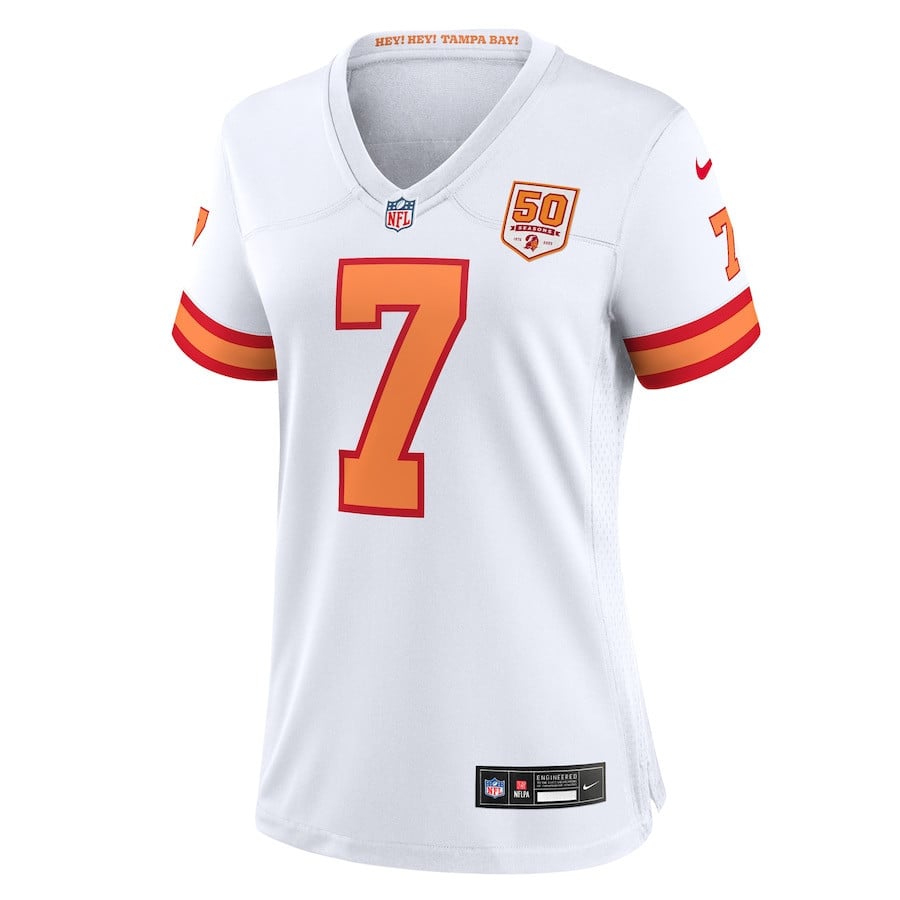 Bucky Irving 7 '76 Tampa Bay Buccaneers Women's 50th Season Game Jersey - White