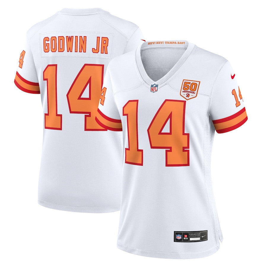 Chris Godwin Jr. 14 '76 Tampa Bay Buccaneers Women's 50th Season Game Jersey - White