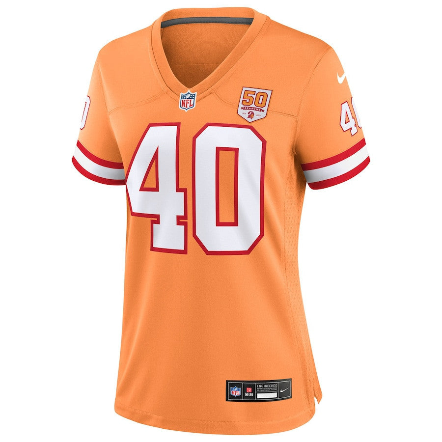 Mike Alstott 40 Tampa Bay Buccaneers Women's 50th Season Game Jersey - Creamsicle