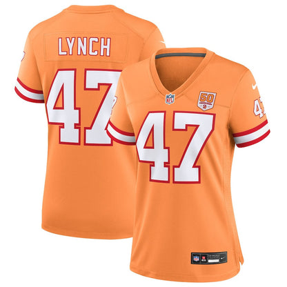 John Lynch 47 Tampa Bay Buccaneers Women's 50th Season Game Jersey - Creamsicle