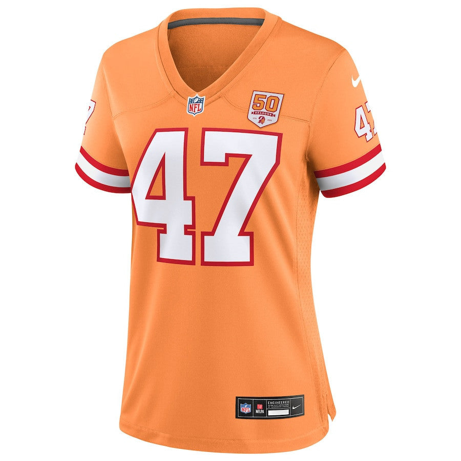 John Lynch 47 Tampa Bay Buccaneers Women's 50th Season Game Jersey - Creamsicle