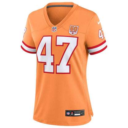 John Lynch 47 Tampa Bay Buccaneers Women's 50th Season Game Jersey - Creamsicle