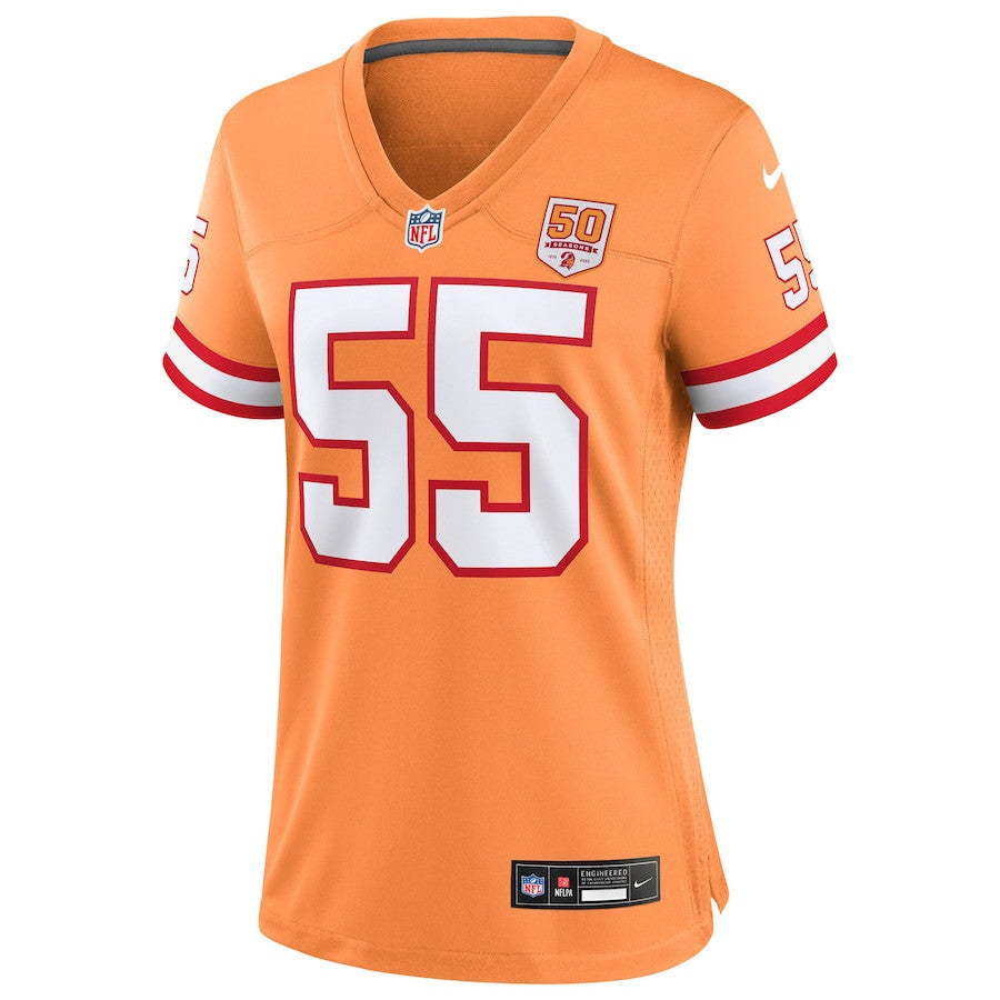 Derrick Brooks 55 Tampa Bay Buccaneers Women's 50th Season Game Jersey - Creamsicle