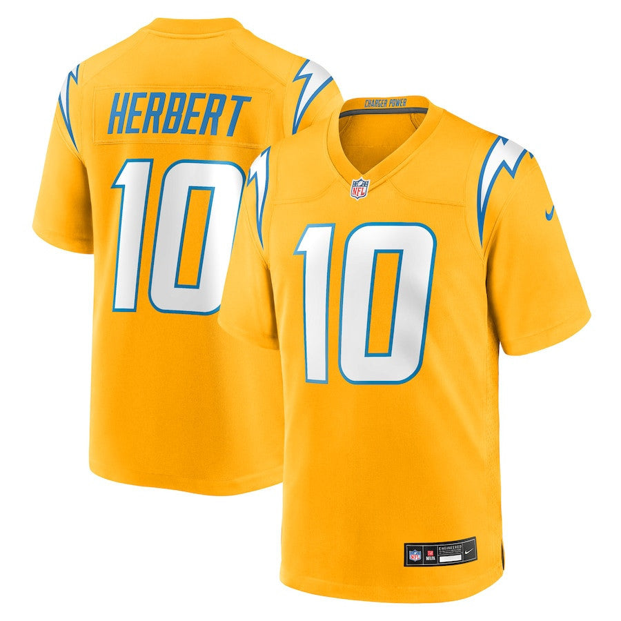 Justin Herbert 10 Los Angeles Chargers Alternate Charger Power Game Men Jersey - Gold