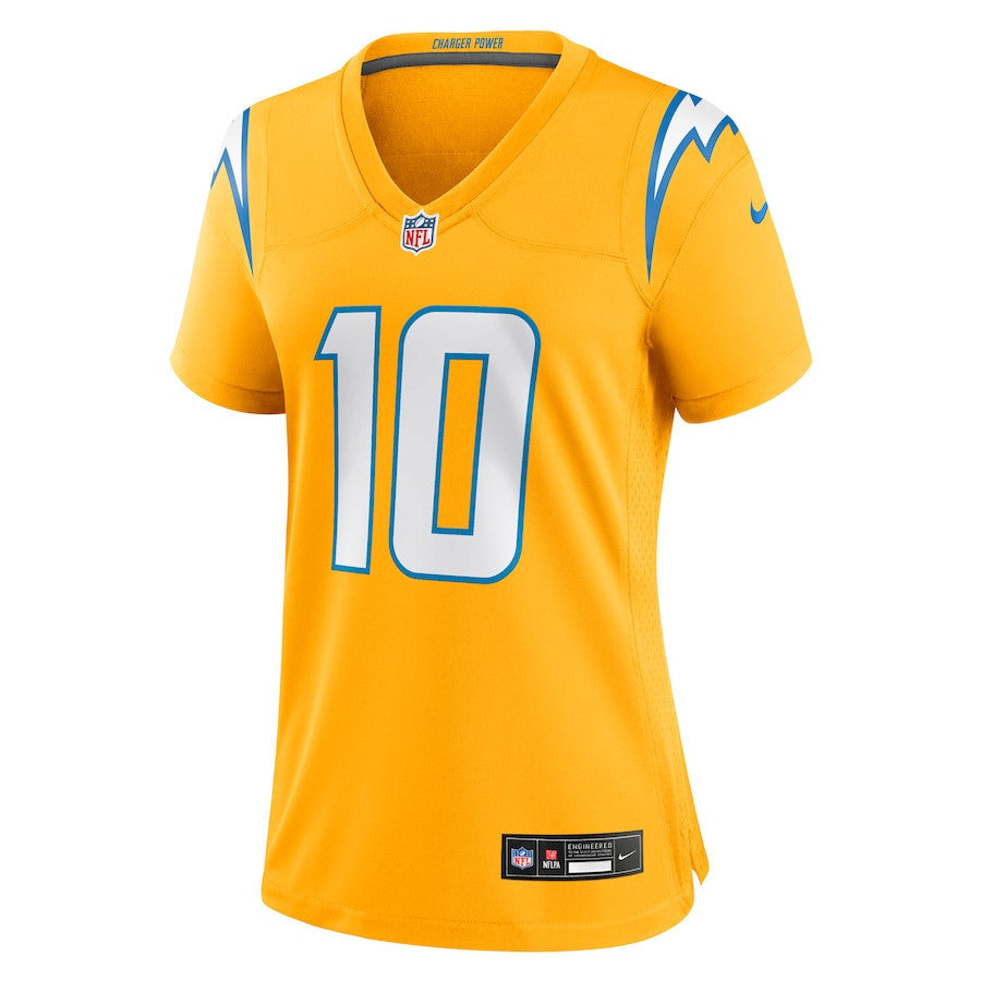Justin Herbert 10 Los Angeles Chargers Women's Alternate Charger Power Game Jersey - Gold