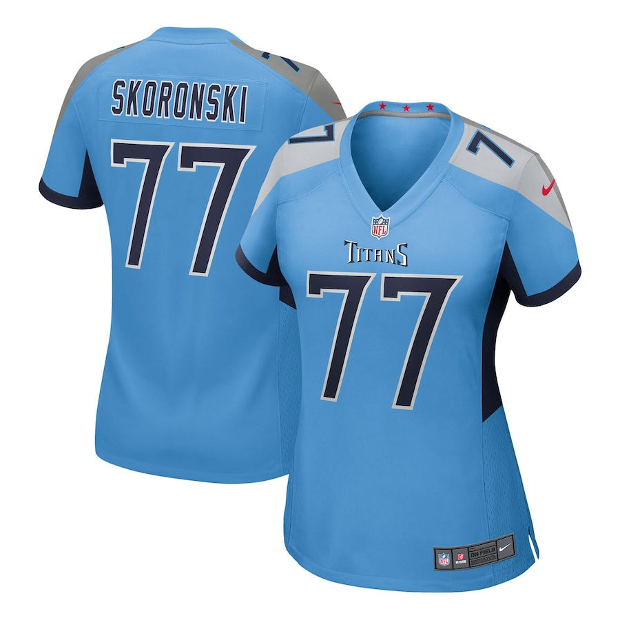 Peter Skoronski 77 Tennessee Titans Women's Team Game Jersey - Light Blue