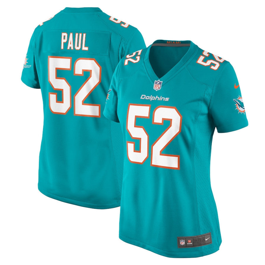 Patrick Paul 52 Miami Dolphins Women's Game Jersey - Aqua