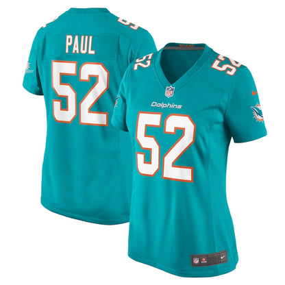 Patrick Paul 52 Miami Dolphins Women's Game Jersey - Aqua