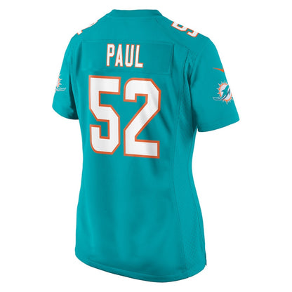 Patrick Paul 52 Miami Dolphins Women's Game Jersey - Aqua
