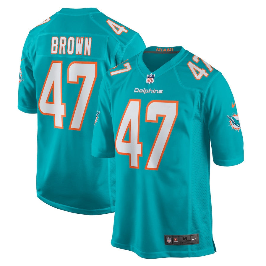 Cam Brown 47 Miami Dolphins Game Men Jersey - Aqua