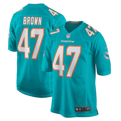 Cam Brown 47 Miami Dolphins Game Men Jersey - Aqua