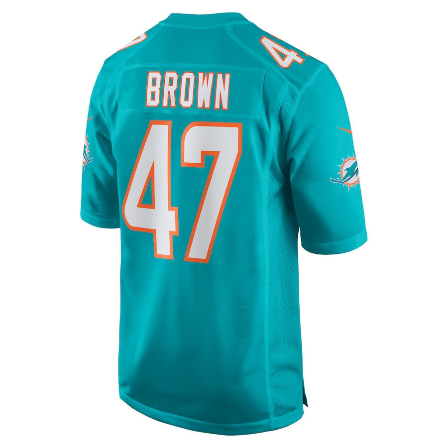 Cam Brown 47 Miami Dolphins Game Men Jersey - Aqua