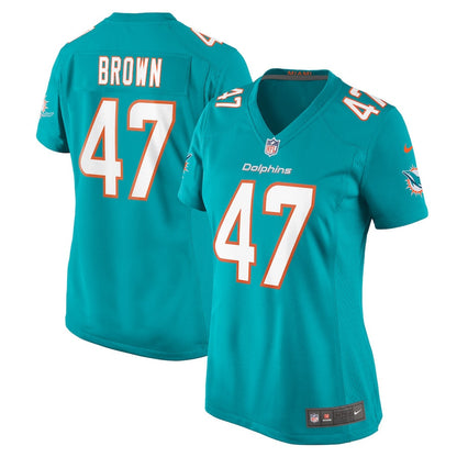 Cam Brown 47 Miami Dolphins Women's Game Jersey - Aqua