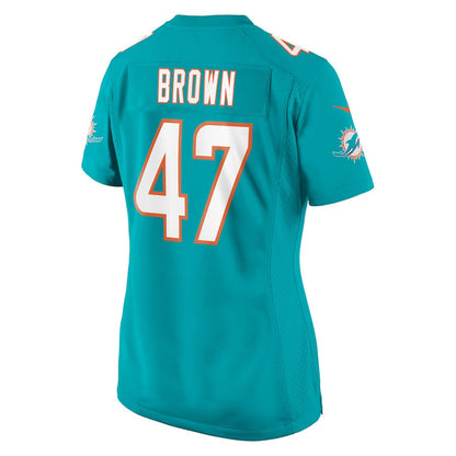 Cam Brown 47 Miami Dolphins Women's Game Jersey - Aqua