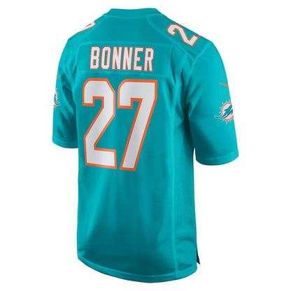 Ethan Bonner 27 Miami Dolphins Game Men Jersey - Aqua