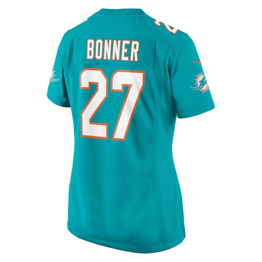 Ethan Bonner 27 Miami Dolphins Women's Game Jersey - Aqua