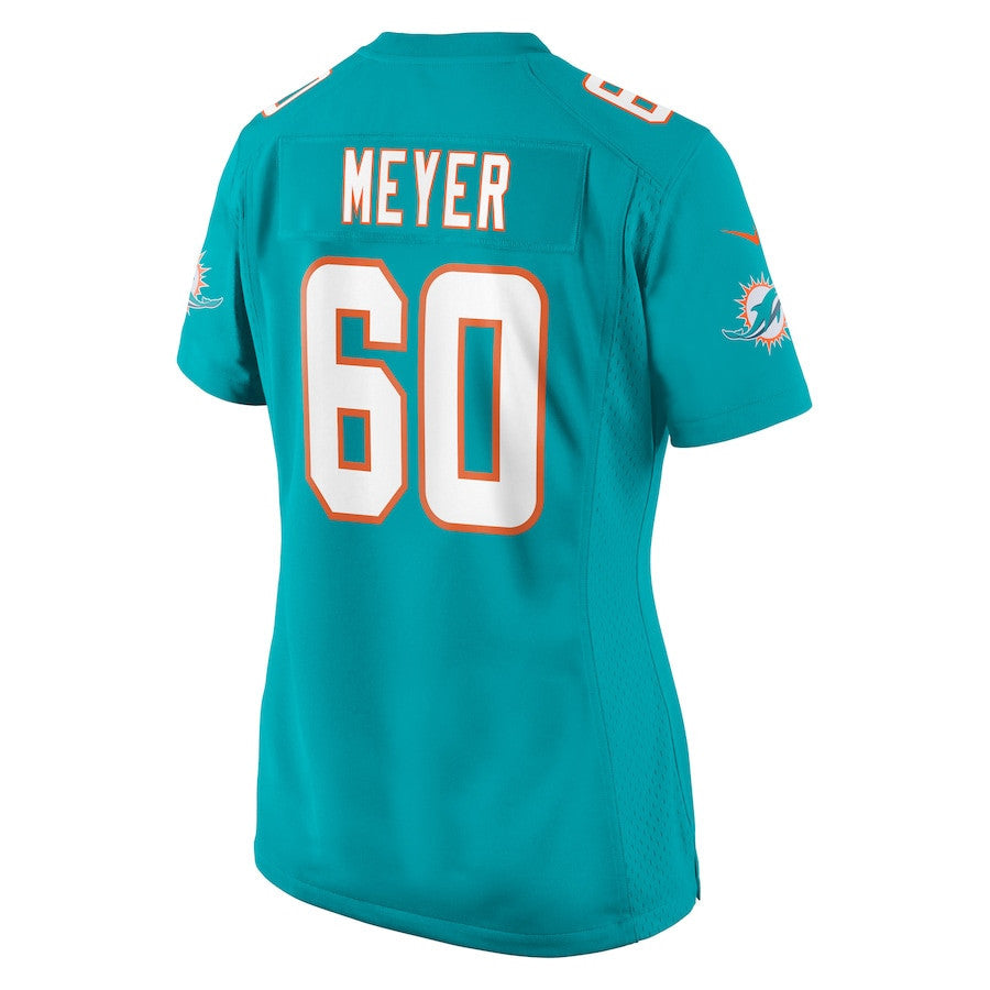 Andrew Meyer 60 Miami Dolphins Women's Game Jersey - Aqua