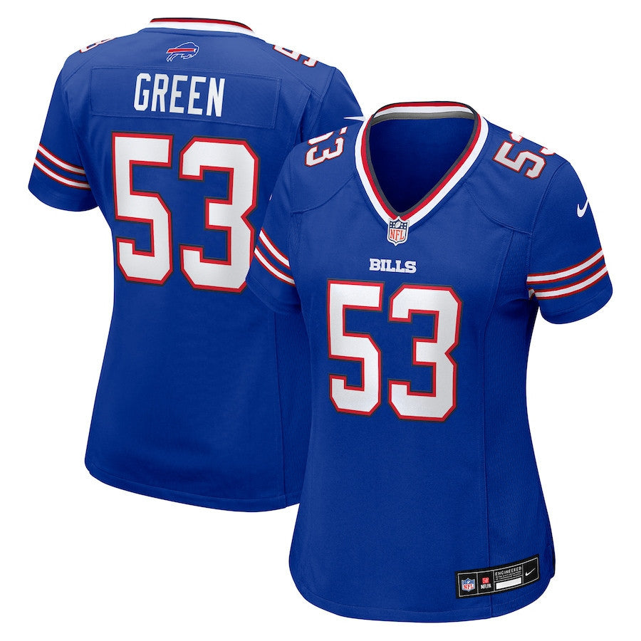Kendrick Green 53 Buffalo Bills Women's Team Game Jersey - Royal
