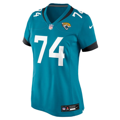 Fred Johnson 74 Jacksonville Jaguars Women's Team Game Jersey - Teal