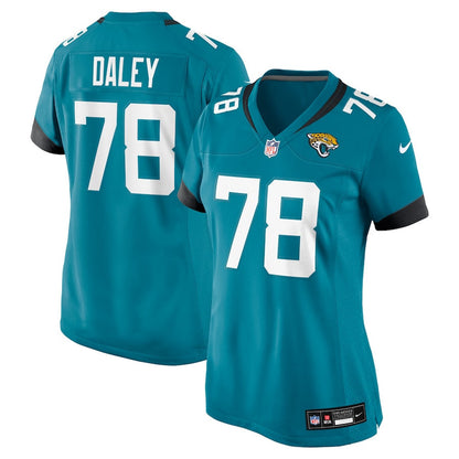 Dennis Daley 78 Jacksonville Jaguars Women's Team Game Jersey - Teal
