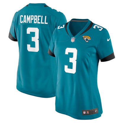 Tyson Campbell 3 Jacksonville Jaguars Women's Team Game Jersey - Teal