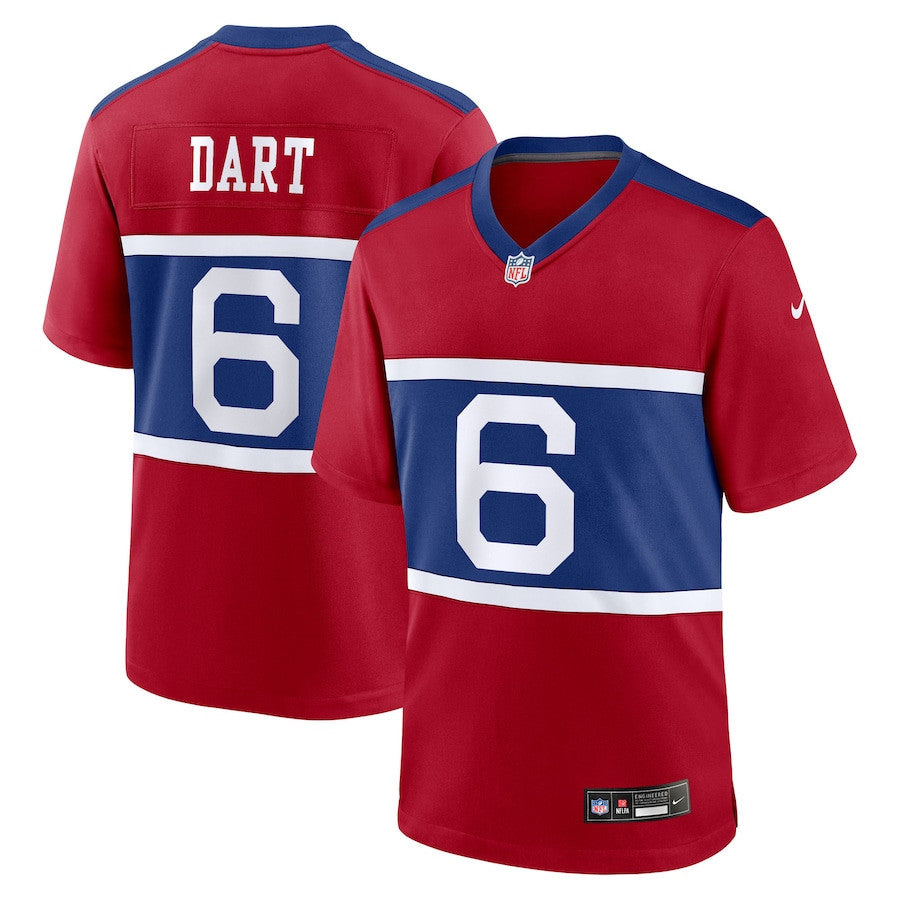 Jaxson Dart 6 New York Giants Alternate Century Red Game Men Jersey - Red