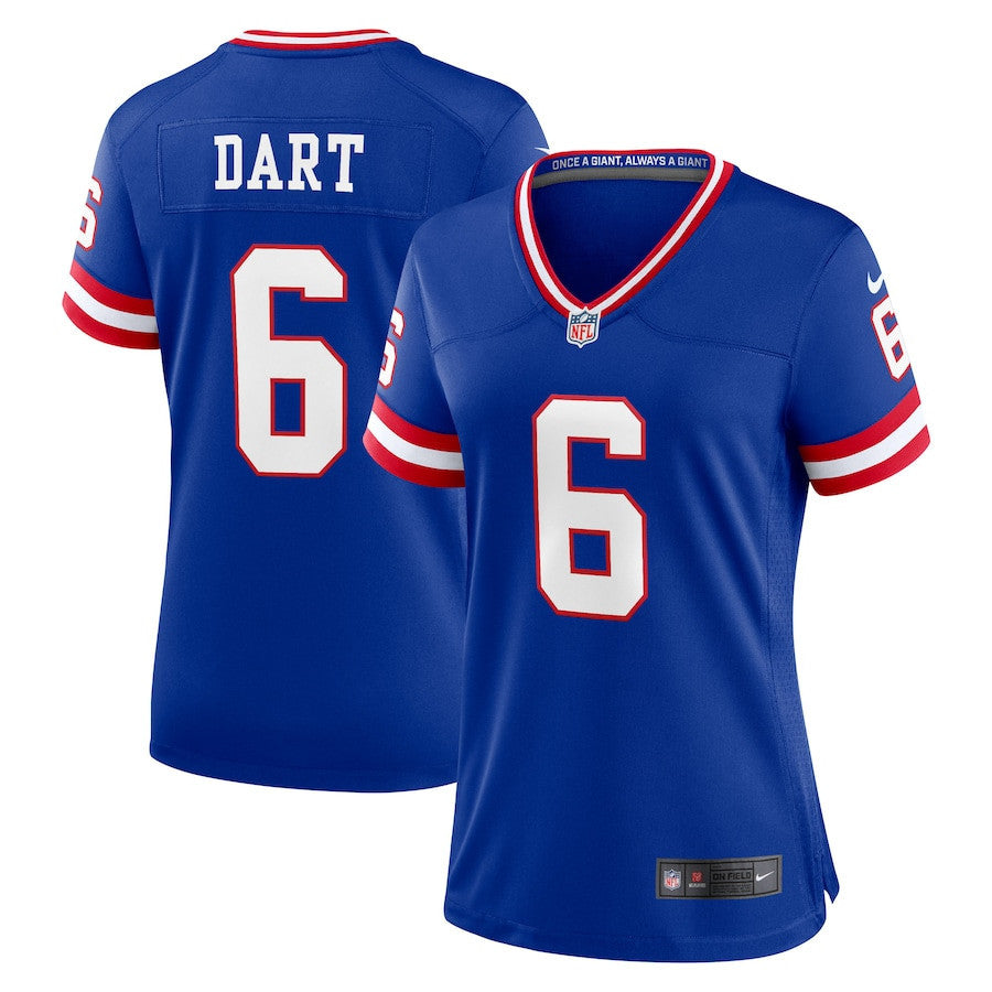 Jaxson Dart 6 New York Giants Women's Alternate 2 Classic Game Jersey - Royal