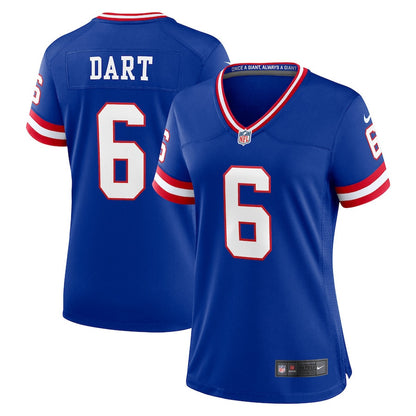 Jaxson Dart 6 New York Giants Women's Alternate 2 Classic Game Jersey - Royal