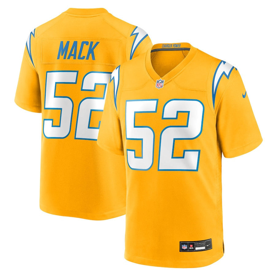 Khalil Mack 52 Los Angeles Chargers Alternate Charger Power Game Player Men Jersey - Gold