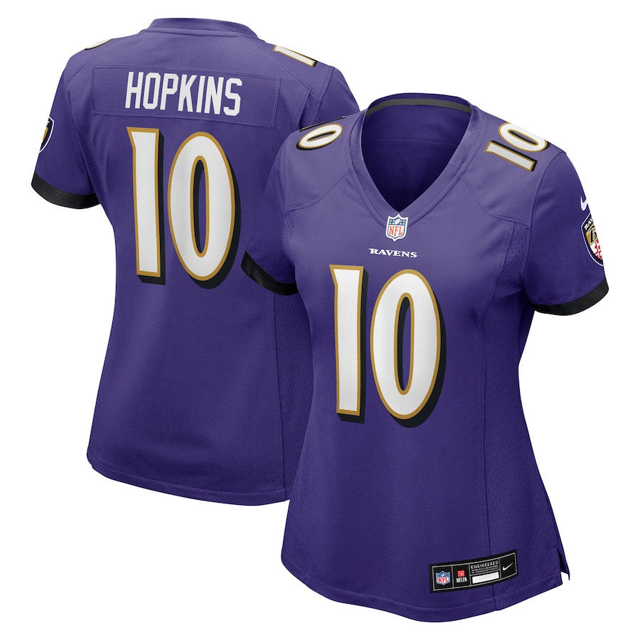DeAndre Hopkins 10 Baltimore Ravens Women's Team Game Jersey - Purple