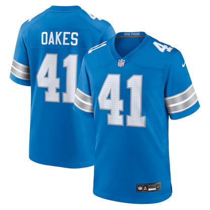 Gunnar Oakes 41 Detroit Lions Team Game Men Jersey - Blue