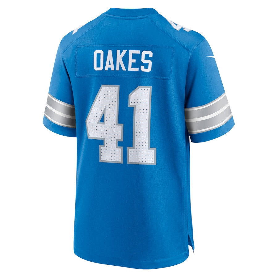 Gunnar Oakes 41 Detroit Lions Team Game Men Jersey - Blue