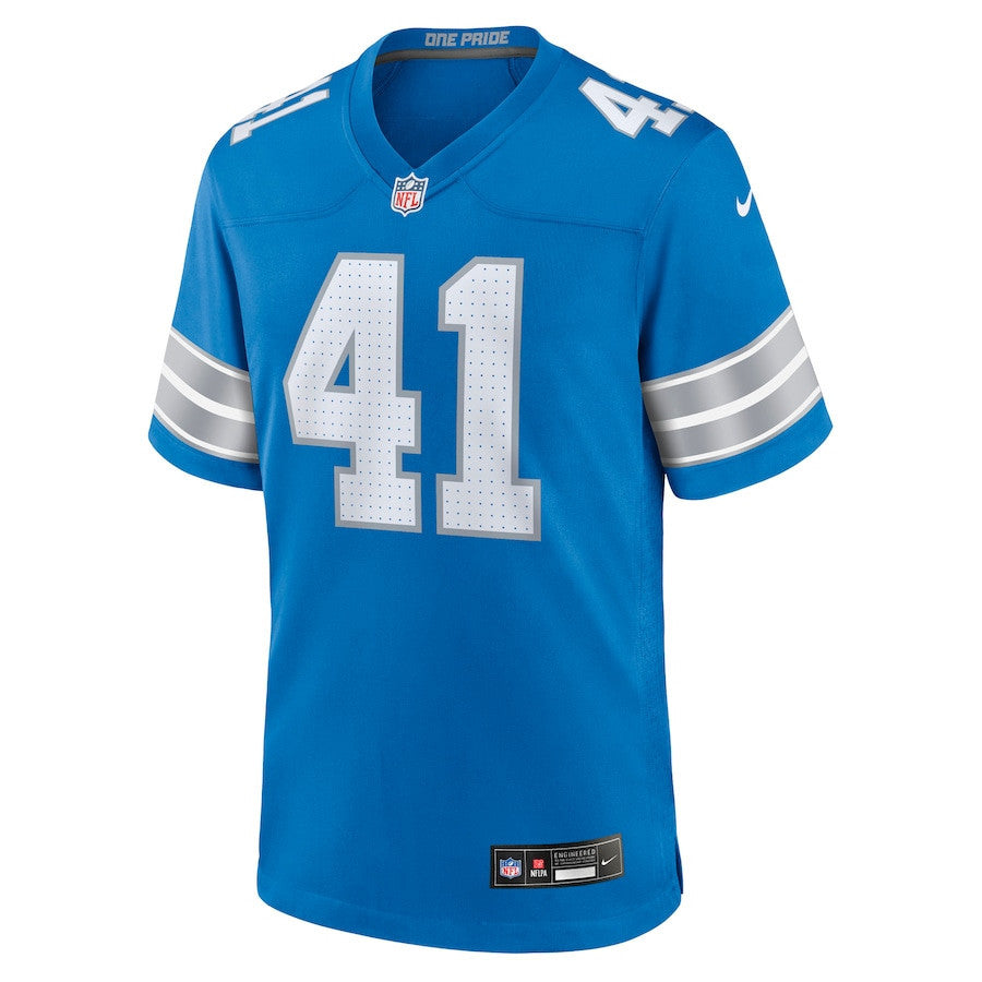 Gunnar Oakes 41 Detroit Lions Team Game Men Jersey - Blue