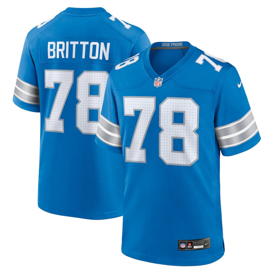 Gunner Britton 78 Detroit Lions Team Game Men Jersey - Blue