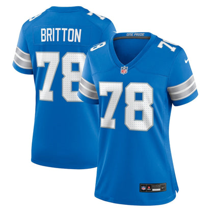 Gunner Britton 78 Detroit Lions Women's Team Game Jersey - Blue