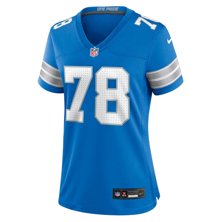 Gunner Britton 78 Detroit Lions Women's Team Game Jersey - Blue