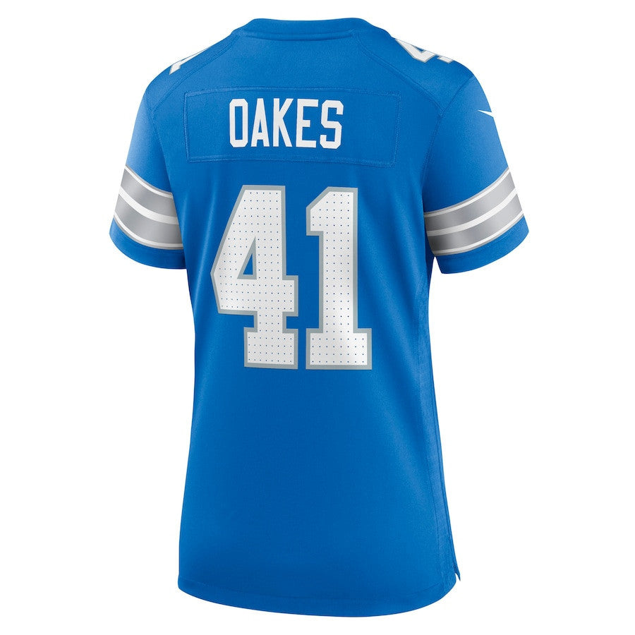 Gunnar Oakes 41 Detroit Lions Women's Team Game Jersey - Blue