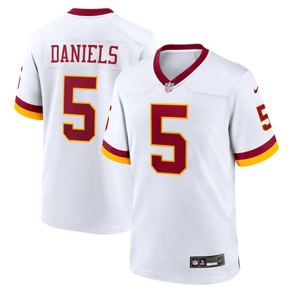 Jayden Daniels 5 Washington Commanders Game Super Bowl Era Men Jersey - White